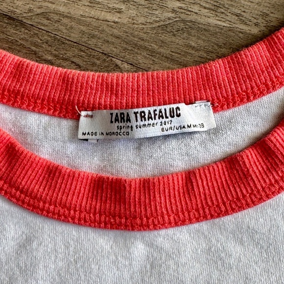 Zara "Authentic 1980" Retro Ringer Tee | Red Trim Vintage Graphic T-Shirt Size S - Picture 3 of 7